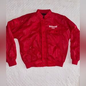 Vintage Ford Motorcraft Racing Red Windbreaker Jacket Mens Medium NASCAR